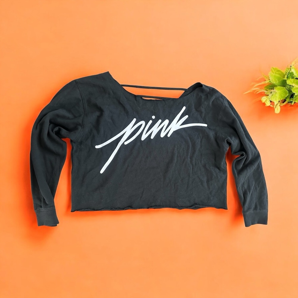 PINK Victoria's Secret Gray Cropped Relaxed sweatshirt
